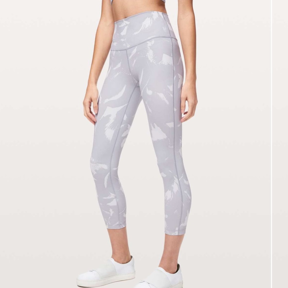 lululemon athletica Light Gray Printed High-Rise Capri Leggings